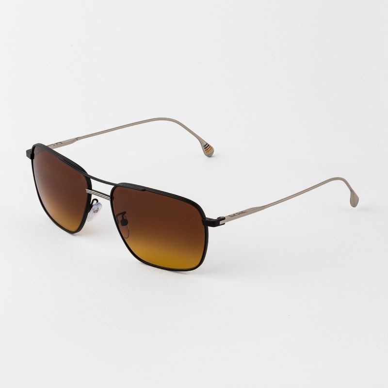 Paul Smith Foster Aviator Sunglasses-Matt Black/Shiny Silver