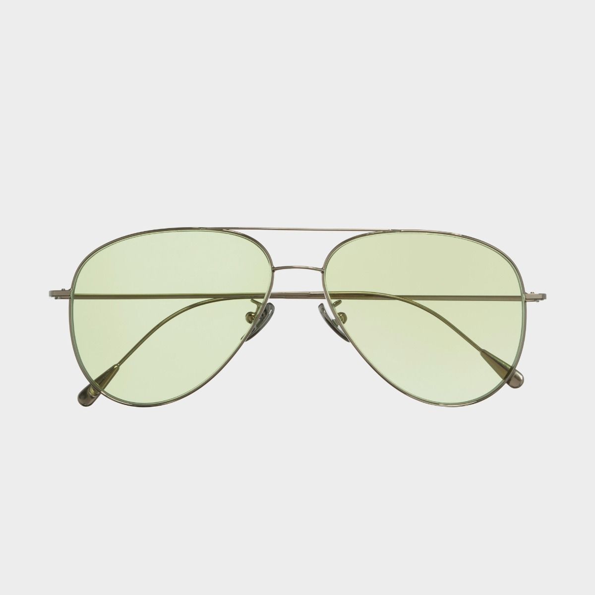 1266 Palladium Plated Aviator Sunglasses-Pale Green