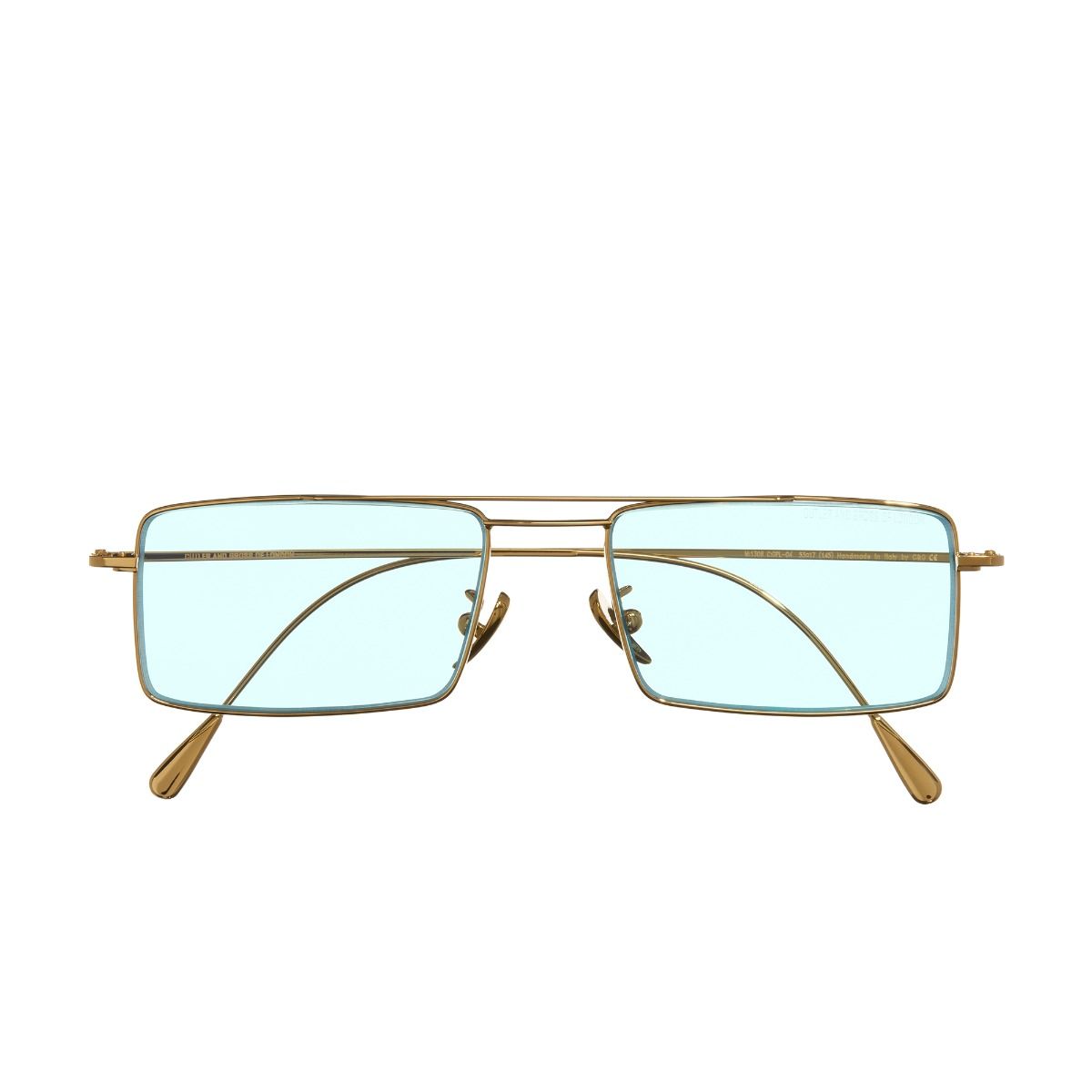1308 Gold Plated Rectangle Sunglasses-Pale Light Blue