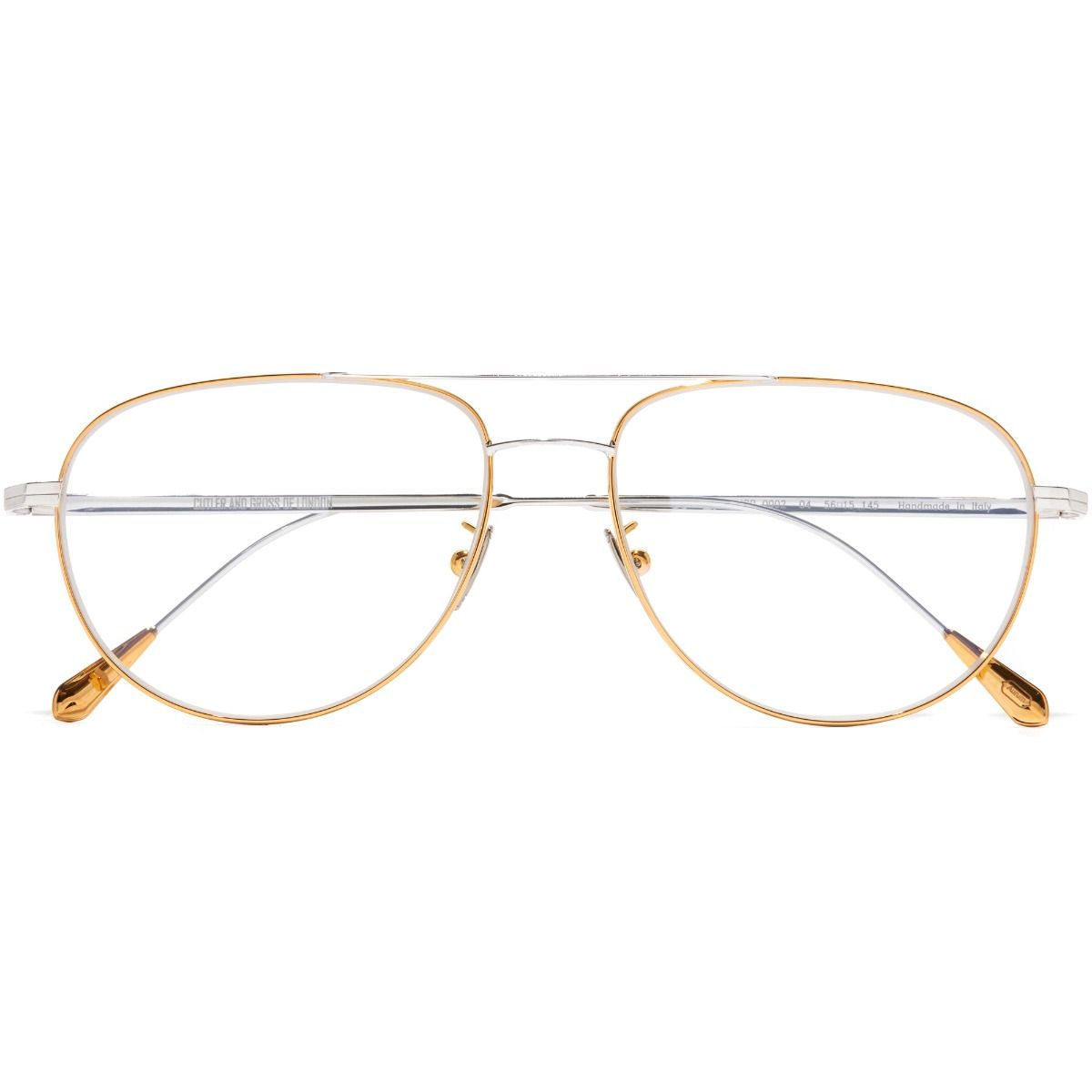 0002 Aviator Optical Glasses-Yellow Gold 24K + Rhodium 18K
