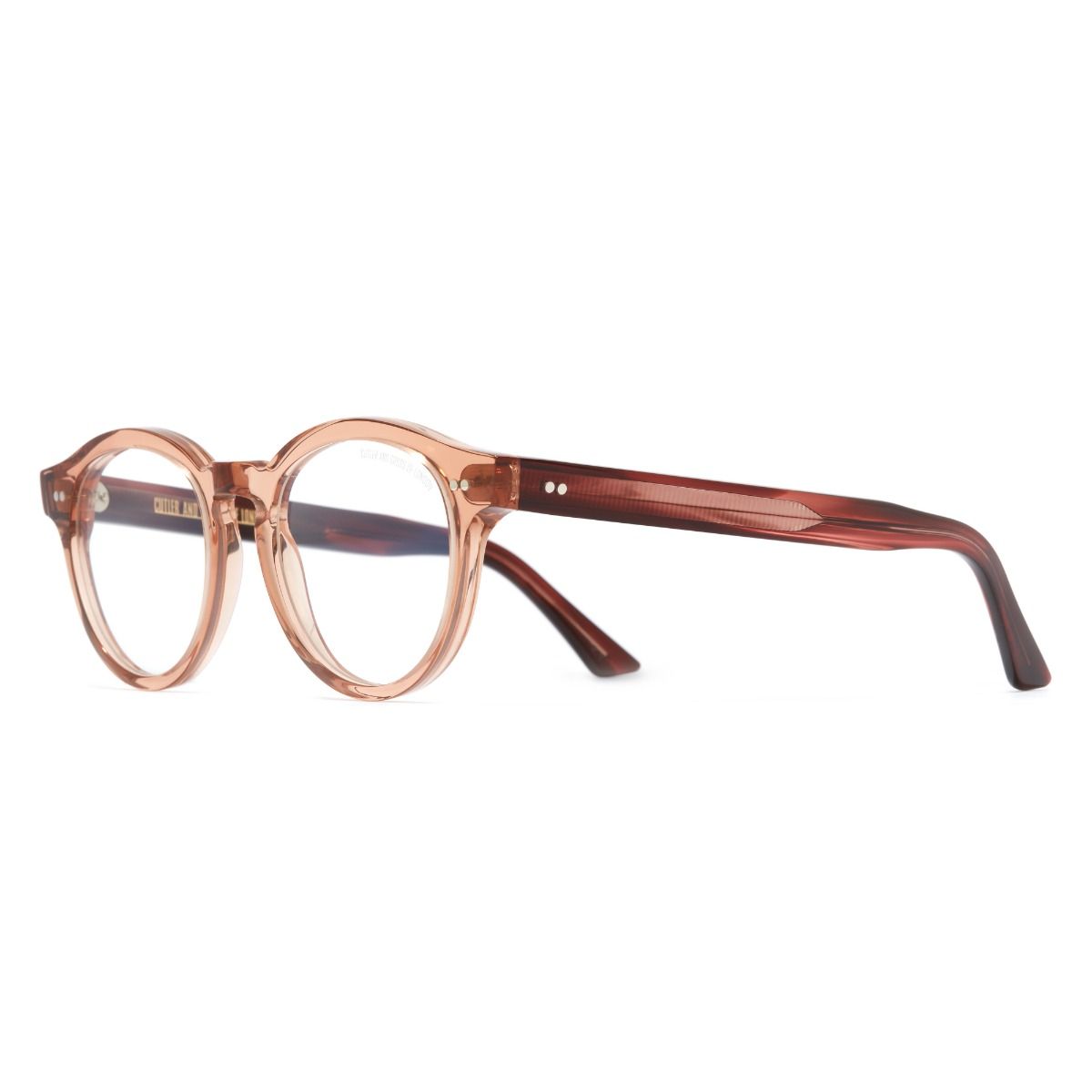 1378 Blue Light Filter Optical Round Glasses-Crystal Peach on Striped  Brown