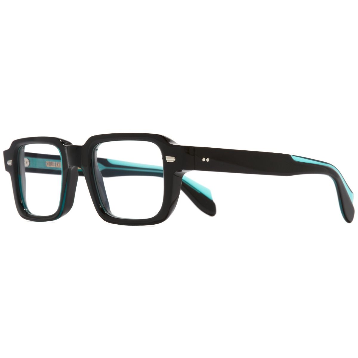 1393 Optical Square Glasses-Teal on Black