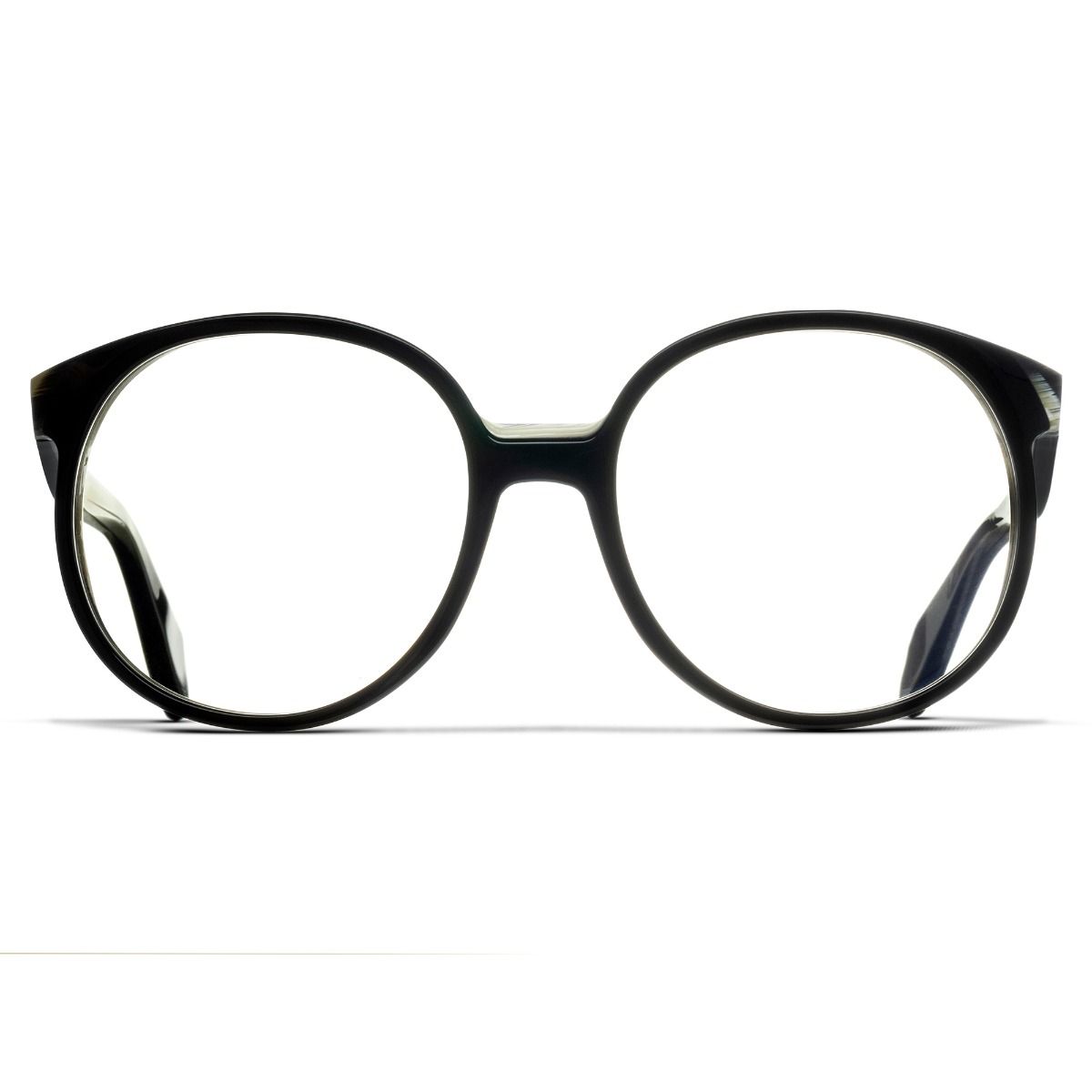 1395 Optical Round Glasses-Black on Horn