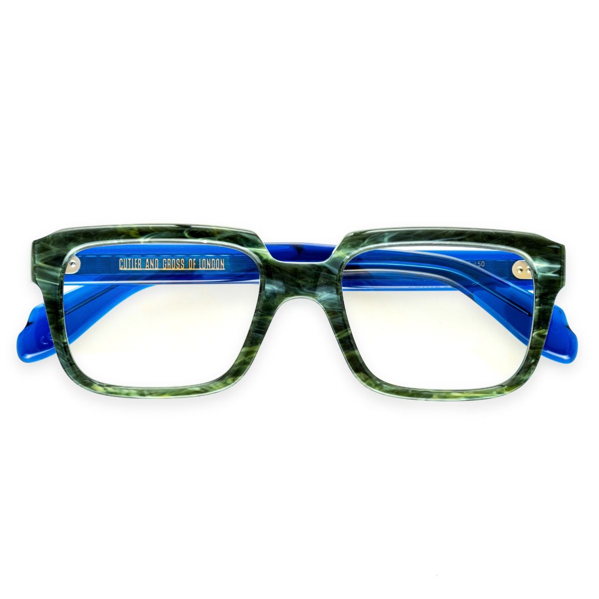 9289 Optical Rectangle Glasses-Emerald Marble on Ink