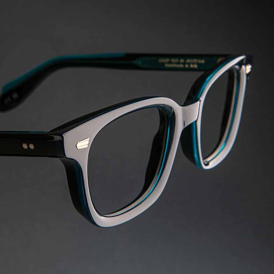 9521 Square Optical Glasses (Large)-Teal on Black
