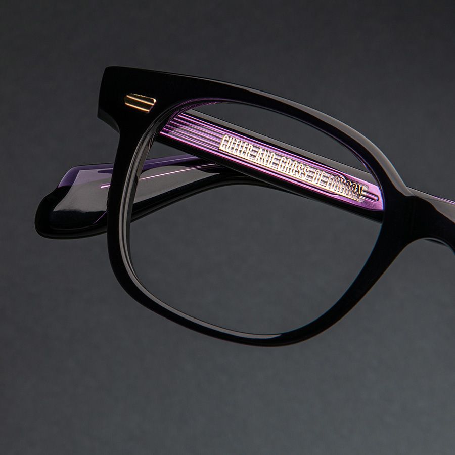 9990 Round Optical Glasses-Purple on Black