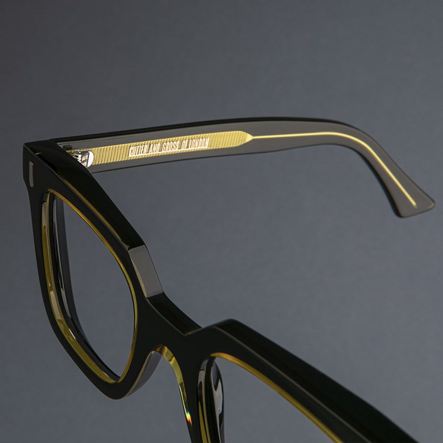 1305 Optical Square Glasses-Yellow on Black