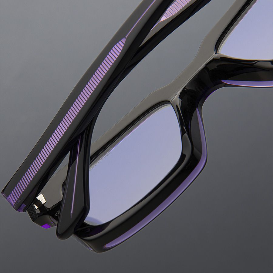 1386 Optical Square Glasses-Purple on Black