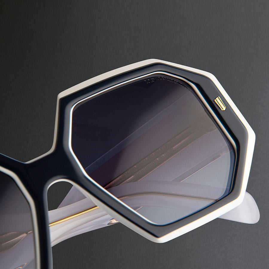 9324 Colour Studio Square Sunglasses-Blue on White