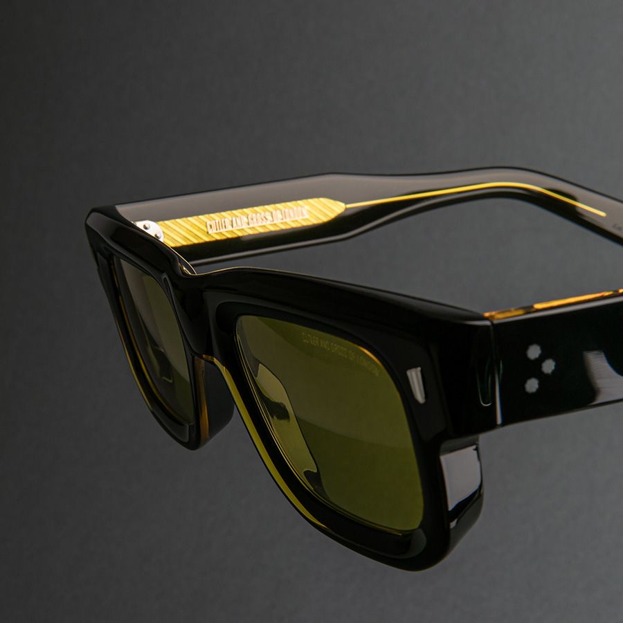 1402 Square Sunglasses-Yellow on Black