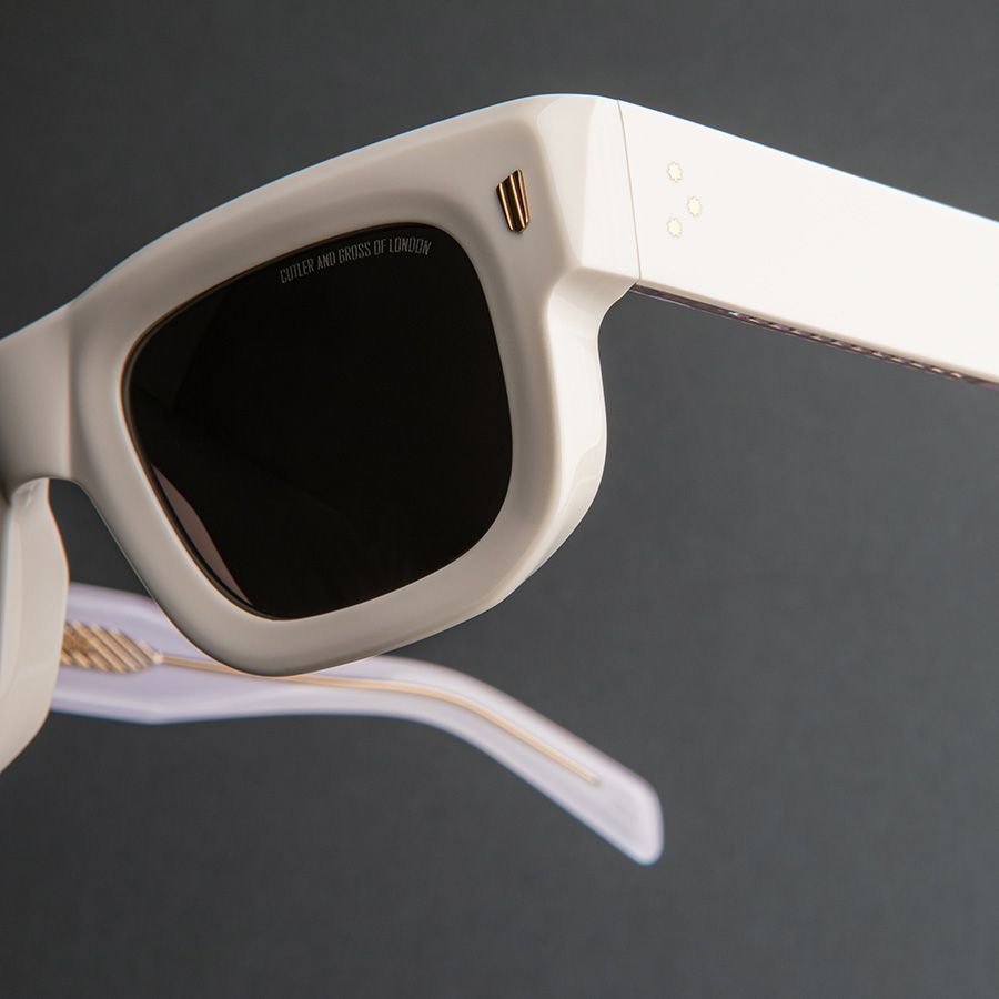 1402 Square Sunglasses-White Ivory