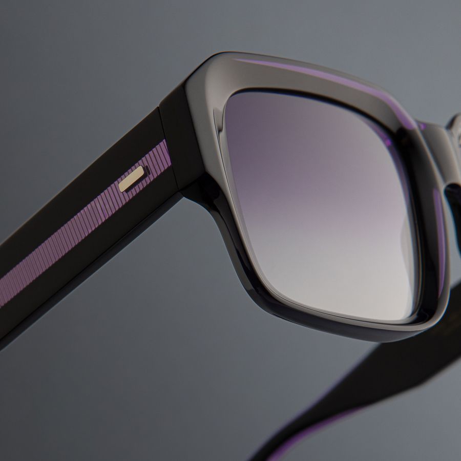 1388 Square Sunglasses-Purple on Black