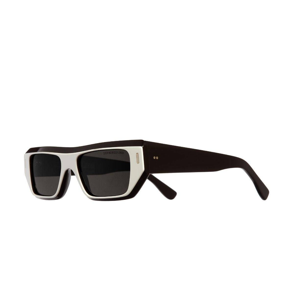 1367 Browline Sunglasses-White on Matt Black